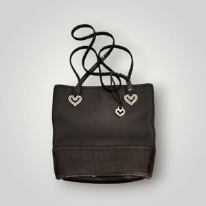 Brighton Purse One Strap Black Bag Leather Satchel Tote Two Straps2lb. Straps